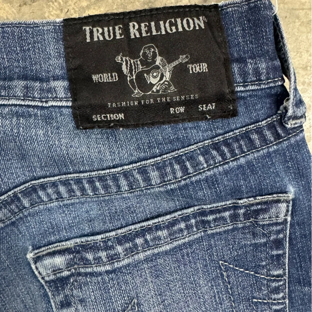 True Religion Men's Geno Straight Slim Blue Jeans Size 32 Classic Y2k Streetwear